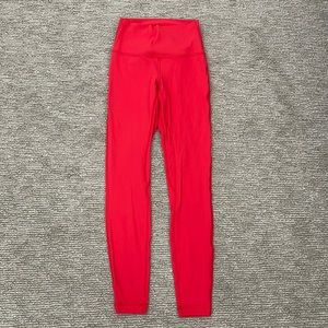 LULULEMON RED DOUBLE LINED ALIGN 28 LEGGINGS